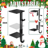 Set of 6 black metal adjustable fireplace mantle stocking and garland hangers with rubber protective pads - view 4