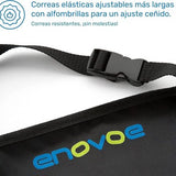 Four black Enovoe waterproof car seat back protector mats 18x24 inches with elastic straps shown installed in vehicle rear seats - view 4