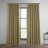 Nomad Tan faux linen room darkening curtain panel 50x84 inches hung on rod by HPD Half Price Drapes
