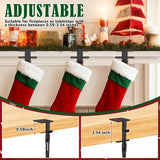 Set of 6 black metal adjustable fireplace mantle stocking and garland hangers with rubber protective pads - view 7