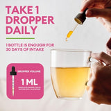 Three 3oz bottles of M inch raspberry-flavored 8-in-1 magnesium liquid drops arranged together on white background - view 7