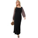 CHICAURA Plus Size 5XL Black Floral Maxi Wrap Dress – Square Neck