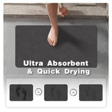 TYUU black 16x24 non-slip bath mat with rubber backing and faux suede surface laid flat on bathroom floor - view 3