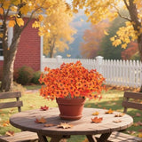 Grunyia 7-stem artificial fall flowers with orange, burgundy, and golden yellow blooms for outdoor porch planters - view 5
