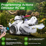Gray remote control dinosaur car toy with open mouth, spray feature and launching cannon for kids - view 2