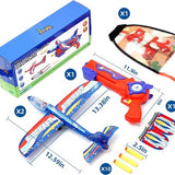 Four-pack LED foam glider airplane launcher toy set with colorful planes, launcher, and soft bullets for kids - view 7