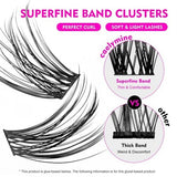 Caelymine DIY lash extension kit showing D curl cluster lashes, lash glue, and applicator tool on white background - view 3