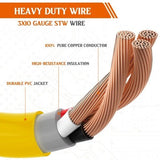 Yellow and black NEMA 10-30P male to 6-30R female dryer adapter with 10AWG copper wiring, 12-inch length - view 4