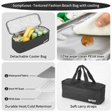 YICHFO large black mesh beach bag with detachable insulated cooler compartment and multiple exterior pockets - view 6