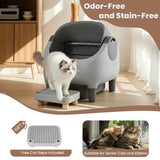 ZLAFM dark grey automatic self-cleaning cat litter box with open entry ramp and app-controlled smart cleaning cycle - view 3