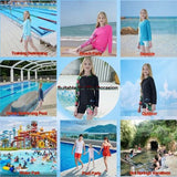 FAFSGOD girls black floral 2-piece swimsuit set with long sleeve UPF 50+ rash guard top and boy shorts bottoms - view 5