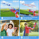 Four-pack LED foam glider airplane launcher toy set with colorful planes, launcher, and soft bullets for kids - view 6
