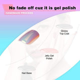MNSL short coffin mermaid press on nails set with multicolor glitter pearl finish displayed on hand - view 4