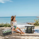 YICHFO large black mesh beach bag with detachable insulated cooler compartment and multiple exterior pockets - view 2