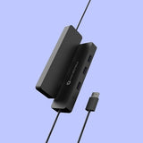 Nov8tech black aluminum 4-port USB 3.0 hub with 2ft cable, four USB-A ports visible on front panel - view 3