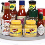 Gestone 11.2-inch rotating lazy Susan turntable organizer with 3 clear acrylic corner bins for pantry or cabinet