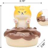 Uniboho kawaii anime cat resin phone stand holding a smartphone upright on a desk with non-slip base - view 7