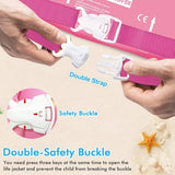 Pink kids swim vest life jacket with removable arm wings and buckle straps for toddlers 30-55 lbs by Chriffer - view 4