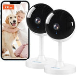 Owltron white indoor 2K WiFi security camera with night vision and two-way audio for baby and pet monitoring