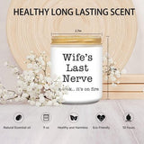 Homsolver cream glass jar candle with 'Wife's Last Nerve' text and bow, lavender scented soy wax candle - view 6