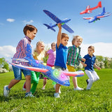 Four-pack LED foam glider airplane launcher toy set with colorful planes, launcher, and soft bullets for kids - view 8