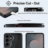 Hiandier black PU leather wallet flip case for Samsung Galaxy S25 FE showing card slots and magnetic closure - view 7