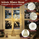 Lewondr 12-inch gold glitter snowflake Christmas tree topper with 30 warm LED lights and remote control - view 3