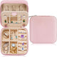 Parima Pink PU Leather Travel Jewelry Organizer Case with Velvet Interior