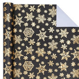 WRAPAHOLIC black kraft wrapping paper roll with 3D embossed gold foil snowflake pattern, 17 inches wide by 16.5 feet long - view 2