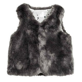Dark gray faux fur sleeveless vest for baby girls 3-6 months, soft plush toddler outerwear by LJYH