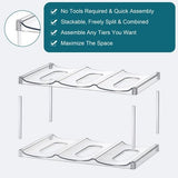 Clear 3-tier stackable plastic water bottle organizer holding 9 large tumblers in 4x4 inch compartments - view 6
