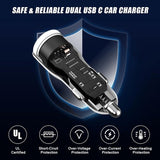 Two white dual USB-C car chargers with 3.3ft USB-C cables, 40W PD 3.0 fast charging, 2-pack set - view 4