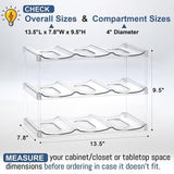 Clear 3-tier stackable plastic water bottle organizer holding 9 large tumblers in 4x4 inch compartments - view 5