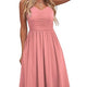 Yathon Women's Coral Spaghetti Strap A-Line Sundress with Pockets
