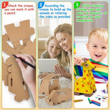 Kodatek 135-piece kids craft kit with figurines, paints, brushes and building components laid out on white surface - view 4