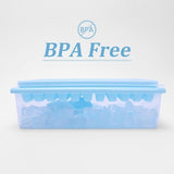 Blue BPA-free mini ice cube trays with clear lid, storage bin and scoop making 165 small rectangular ice cubes - view 3