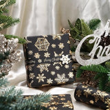 WRAPAHOLIC black kraft wrapping paper roll with 3D embossed gold foil snowflake pattern, 17 inches wide by 16.5 feet long - view 5