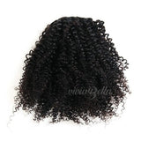 ViviaBella 20-inch kinky curly afro puff drawstring ponytail extension in jet black human hair with claw clips - view 2