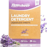 Flowcheer lavender laundry detergent sheets 30 count biodegradable plastic-free packaging on white background