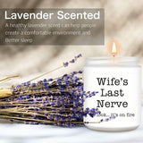 Homsolver cream glass jar candle with 'Wife's Last Nerve' text and bow, lavender scented soy wax candle - view 3