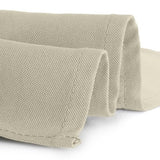 Ivory rectangle polyester tablecloth 90x156 inches draped floor length over an 8-foot banquet table - view 2