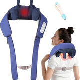 UIEYEE blue cordless neck and shoulder massager with heat and 4D kneading nodes shown on white background