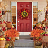 Grunyia 7-stem artificial fall flowers with orange, burgundy, and golden yellow blooms for outdoor porch planters - view 3