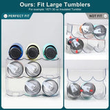 Clear 3-tier stackable plastic water bottle organizer holding 9 large tumblers in 4x4 inch compartments - view 2