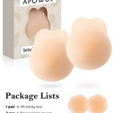 APOWUS beige silicone adhesive push up sticky bra with nipple covers for backless strapless dresses, sizes A-C - view 5