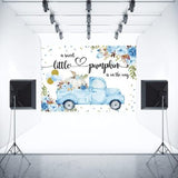 Aperturee 7x5 blue fall pumpkin It's a Boy baby shower photography backdrop banner on vinyl cloth - view 4