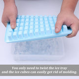 Blue BPA-free mini ice cube trays with clear lid, storage bin and scoop making 165 small rectangular ice cubes - view 5