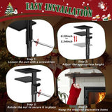 Set of 6 black metal adjustable fireplace mantle stocking and garland hangers with rubber protective pads - view 6