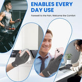 Grey fingerless compression gloves with anti-slip dot pattern on palm, shown on adult hands for arthritis pain relief - view 6