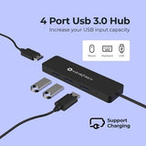 Nov8tech black aluminum 4-port USB 3.0 hub with 2ft cable, four USB-A ports visible on front panel - view 5